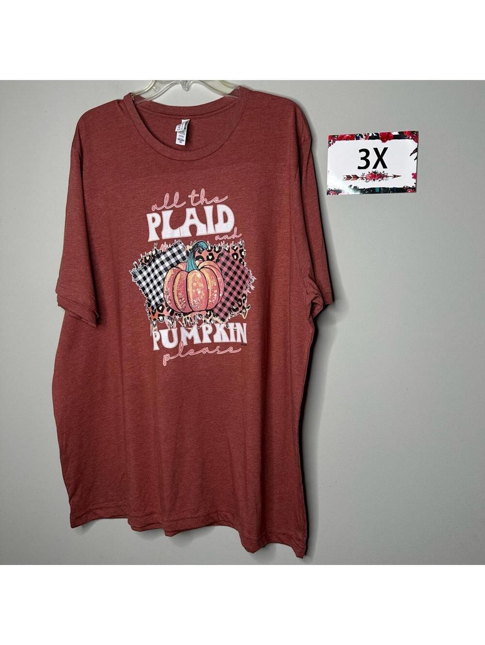 All the Plaid & Pumpkin 3X tee shirt- L&B Life